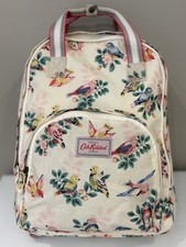 Cath Kidston Vintage Cream Birds Oil Cloth Backpack laptop Section. SUPERB