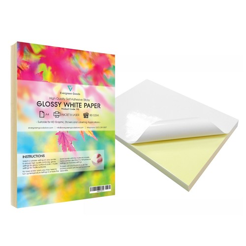 Gloss labels white self - a4,