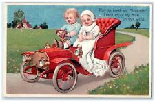 1908 Little Kids Mill Bottle Driving Car Embossed Oakland California CA Postcard
