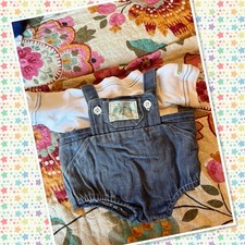 Lovely Vintage Cabbage Patch Kids Doll boy Denim Romper And White Shirt Clothes