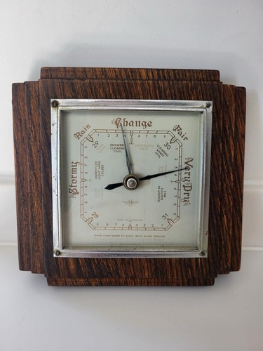 Art deco oak wall barometer - art, &