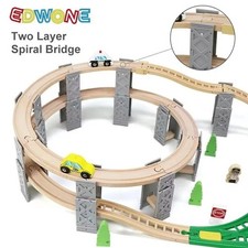 9-26PCS Wood Railway Tracks Accessories Plastic Spiral Wooden Train Tracks with 