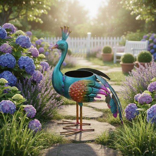 Metal peacock statue outdoor - metal,