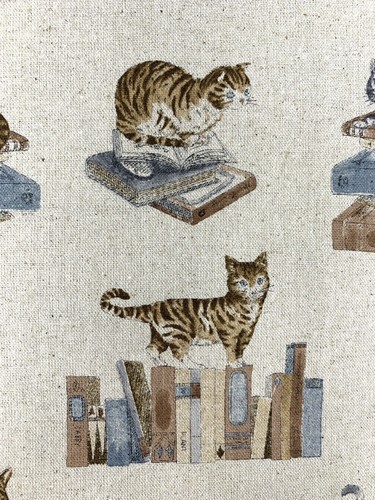 Cats fabric library book cat