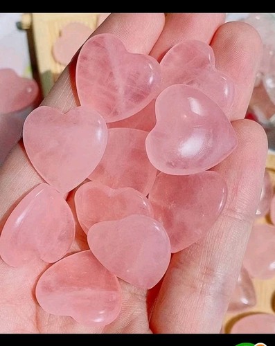 Rose quartz crystal hearts - 10,