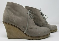 River Island size 4 (37) stone suede lace up wedge high heel ankle boots