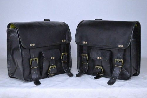 Leather two panniers - leather, saddle