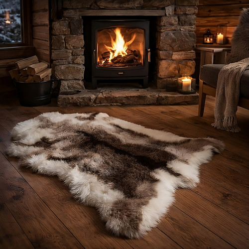 Luxury faux reindeer hide rug - faux,