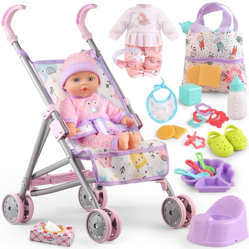 Baby doll stroller - doll, 12.5"