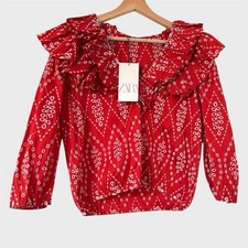 New Zara Red Broderie Anglaise
