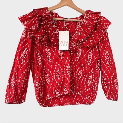 New zara red broderie - new,