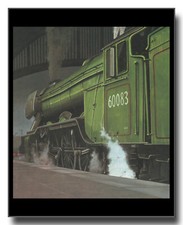 Ex-LNER Gresley A3 Pacific 60083 Sir Hugo in Kings Cross framed picture free p&p