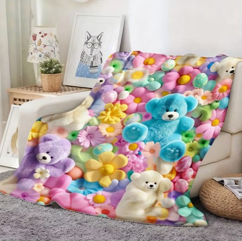 Teddy bear floral flannel - floral,