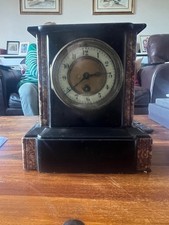 Antique French Slate and Marble Timepiece Mantle Clock in Full Working Order
