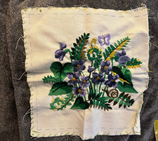 Vintage Finished Crewel Irises Snail Flowers Erica Wilson