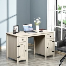 Wooden Writing Table with 4 Storage Options, and 3 Level Adjustable Shelves