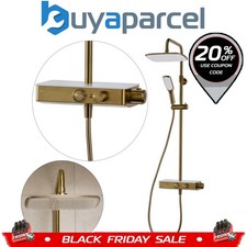 Triton Push Button Thermostatic Bar Mixer Shower Brushed Brass Riser Rail Head