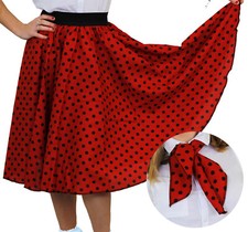 RED POLKA DOT SKIRT WITH BLACK