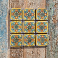 9 x  Ceramic Mexican Tiles Venecia -  SMALL SIZE 5 x 5 cms