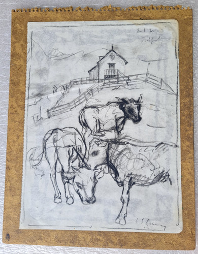 Pencil sketch farmland - pencil,