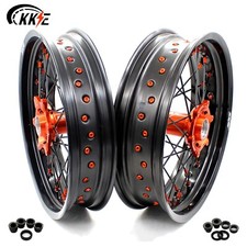 KKE 17" CNC Supermoto Wheels Rims Fit KTM EXC SX SXF XCW XCF 125-380CC 2000-2002