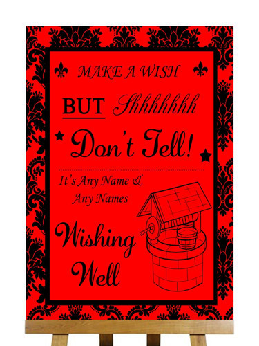 Red black damask - damask, well
