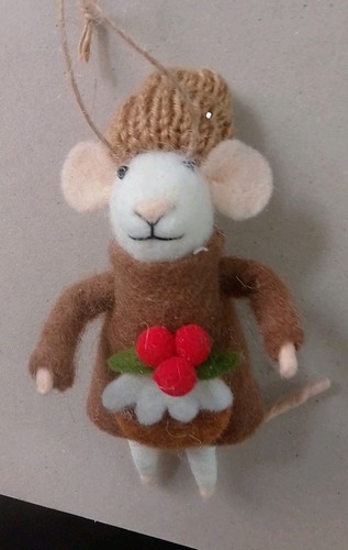 Felt mouse christmas pud - felt,