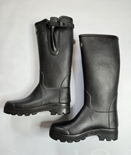 LE CHAMEAU VIERZON LEATHER LINED MEN'S BLACK WELLINGTON BOOTS MADE IN FRANCE