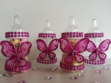 12 Magenta Fillable Butterfly Bottles Baby Shower Favors Prizes Girl Decorations