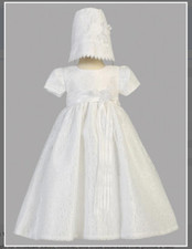 White lace overlay christening gown/dress with bonnet Size 3 - 6 months