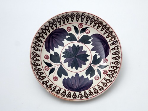 Spongeware pottery shallow