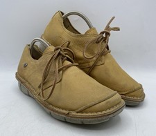 Wolky UK 4 Light Brown Tan Comfort Leather Loafer Lace Up Wide Round Toe Shoes