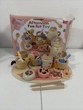 Tea Service Set Kids Wooden Children's Kitchen Tea Service 31PCS Play Kitchen Ac