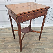 Antique Georgian Mahogany Tea Table - Lamp Console Folding Games Card - Wooden
