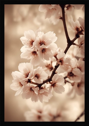 Soft cherry blossom framed - cherry,