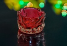 Heavy Czech Glass Ruby  Bowl