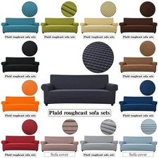 1/2/3/4 Seater Slipcover Solid Color Sofa Covers Stretch Couch Protector NEW UK