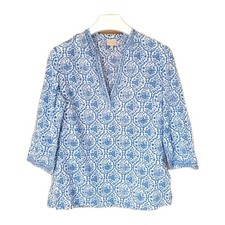 EAST ANOKHI Indian Cotton block print arty hippy arty tunic kurta shirt top S 10