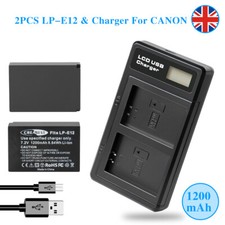 2× LP-E12 Battery For Canon EOS M10 M200 M50 M100 PowerShot SX70 + Dual Charger