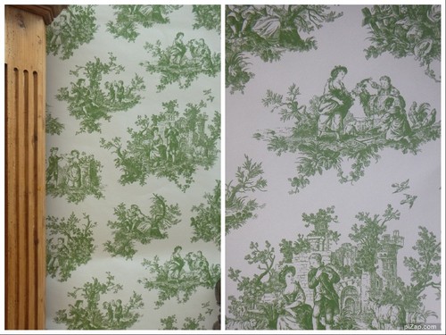Sage green toile de jouy - sage,