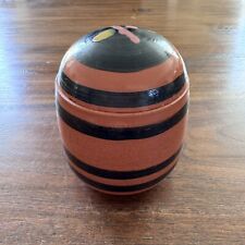 Art Pottery Butter Crock Keeper Handmade Brown Artisan Signed Vintage Lidded