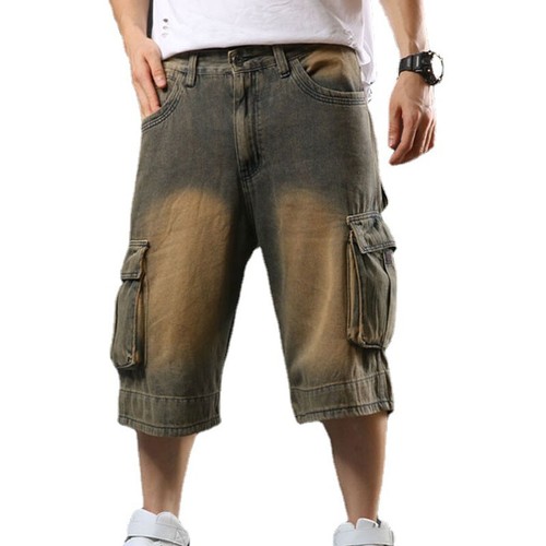 Men cargo pocket denim shorts - men,