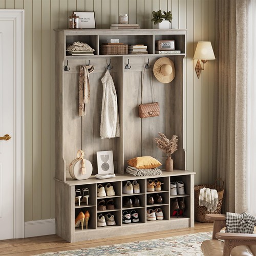 Hall tree bench - tree, farmhouse