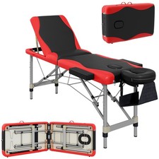 HOMCOM Portable Massage Table Beauty Therapy Couch Bed Spa Aluminum Red