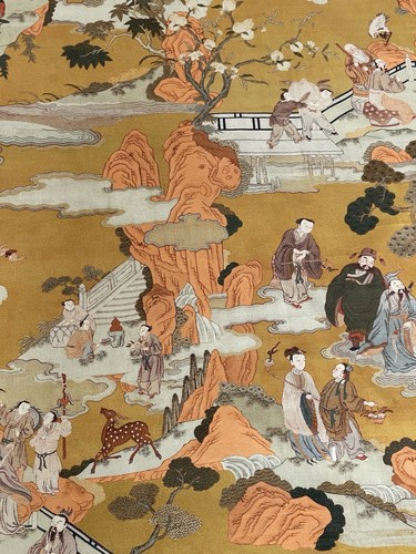 Oriental yellow toile printed - oriental,