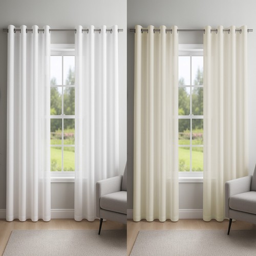 Pair ready made lined voile - lined,