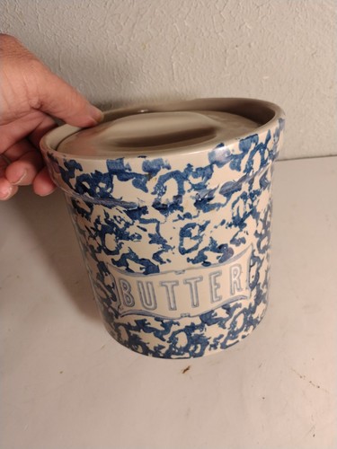 Antique blue sponge - antique, ware