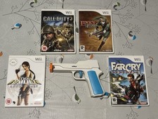Nintendo Wii 4 x Games & Gun Bundle CLEANED & TESTED **Free Postage**