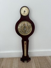 Vintage Mid Century Wooden Banjo Wall Mounted Barigo Barometer Thermometer 
