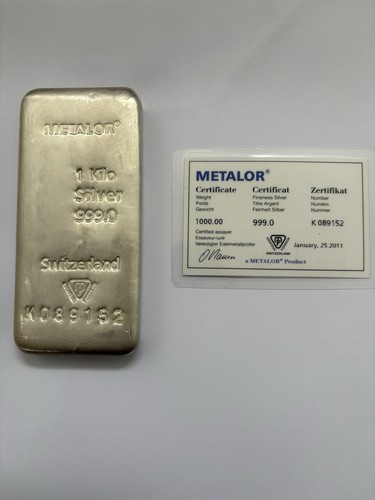 1kg silver bullion bar metalor - 1kg,